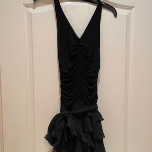 NWT BCBG Black Vneck Halter Dress
